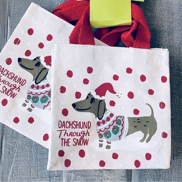 Dachshund Dog Christmas Canvas Gift Bags Set - Picture 1 of 2